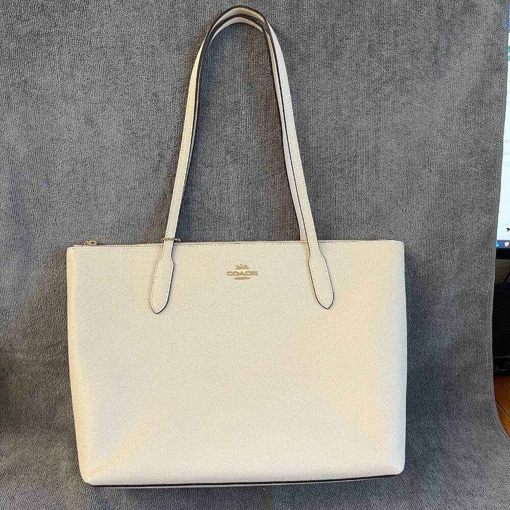 COACH 4454 ZIP TOP TOTE - CHALK